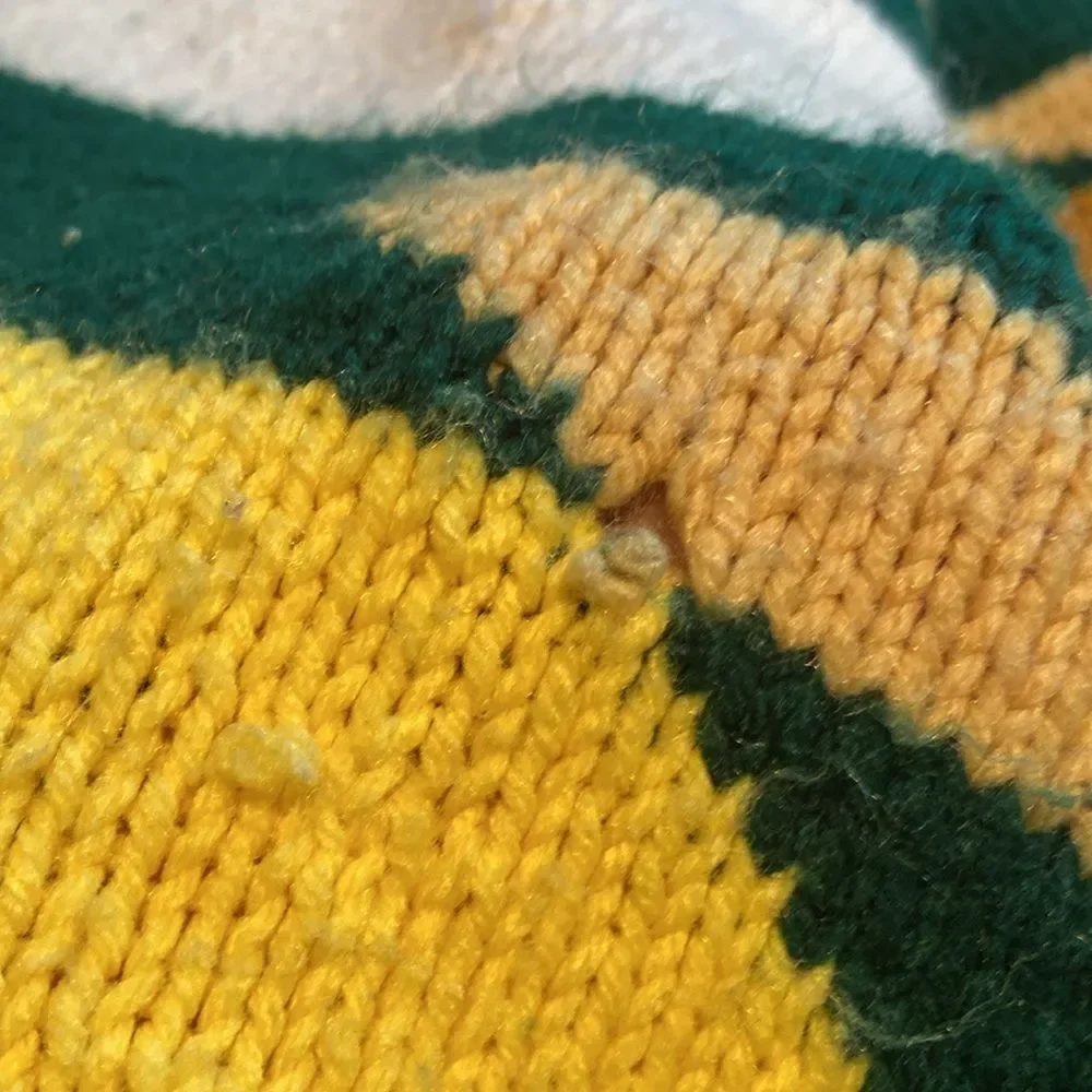 Vintage Crocheted Southwestern Pattern Green gold orange